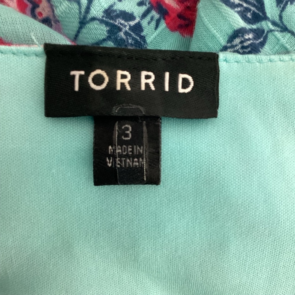 Torrid Babydoll Cotton Crochet Inset Tiered Floral Tank Top Blue 3X - Picture 6 of 7